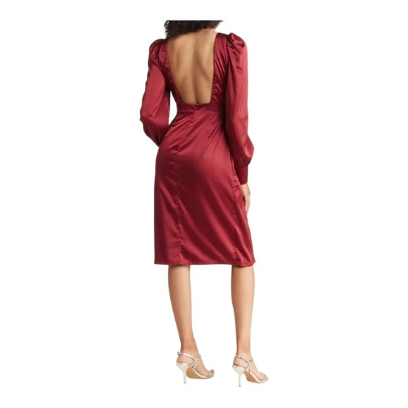 Area Star Ria Satin Open back dress in Deep Red NWOT - Picture 3 of 9